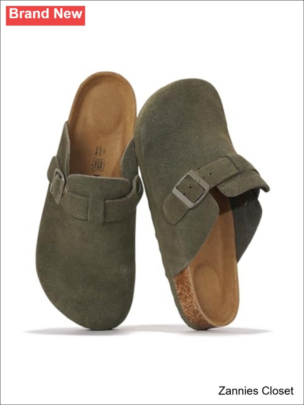 โจ Men's Full Grain Genuine Leather Clogs Mules Memory Foam Cork Slip Resistant